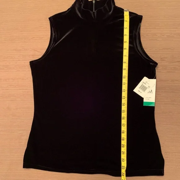 Notations Black Velvet Sleeveless Top Holiday Classic - Picture 3 of 9